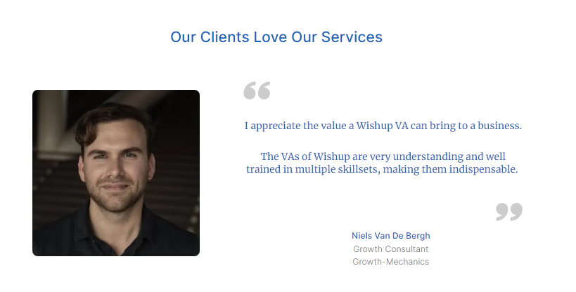 wishup client's testimonial